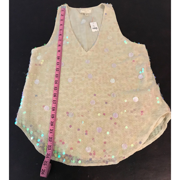 Anthropologie Moulinette Soeurs Ivory Sequin V-Neck Tank Top - Size 6 - NWT - Picture 7 of 9